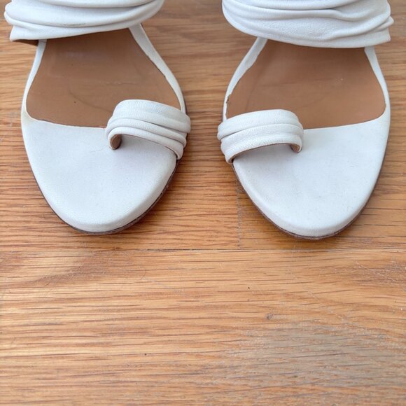 Veronica Beard Orla Napa Leather Sandals in Eggshell - Picture 7 of 10